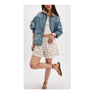 Free People Cambridge Pull On Shorts Ivory Combos size Large NWT